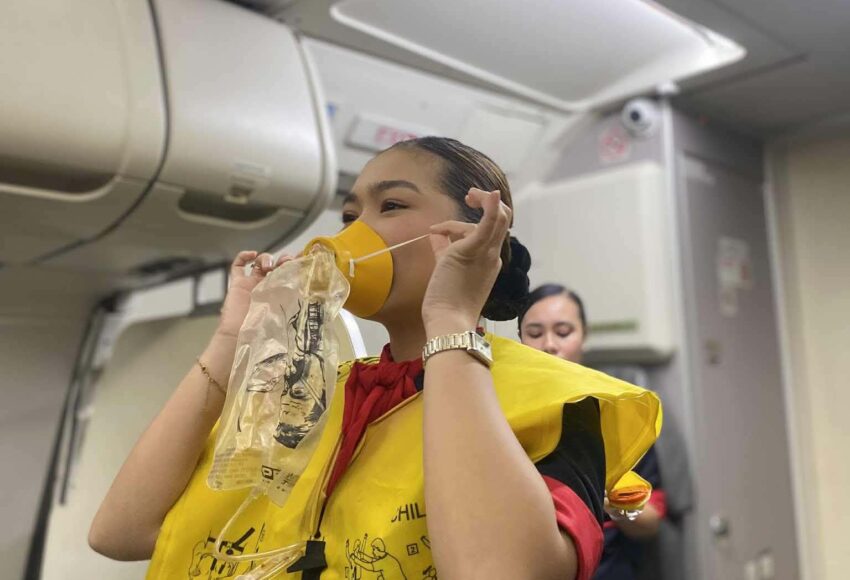 Flight attendant safety demo