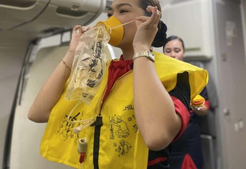 Flight attendant safety demo